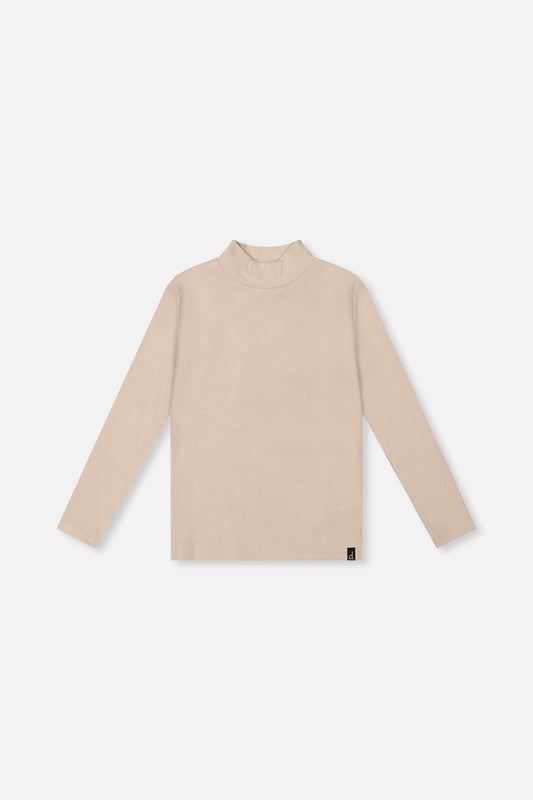 Brushed Rib Mock Neck Top Beige-0