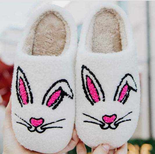 Bunny Face Easter Slippers L/XL