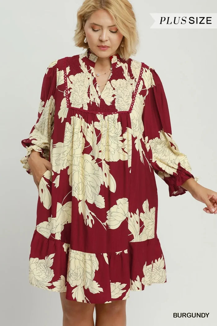 Burgundy Floral Dress