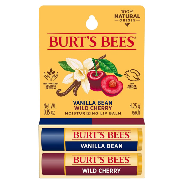 Burt’s Bees Lip Balm Vanilla / Wild Cherry 0.15 oz - 2 Ct - 48 Pack