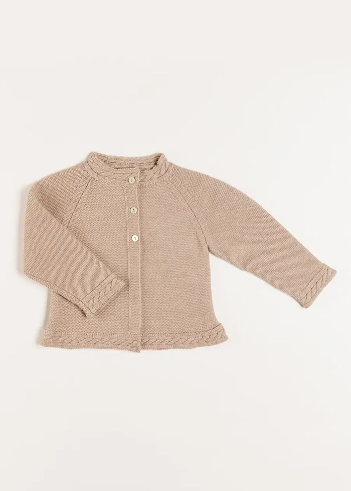 Cable Detail Cardigan in Beige (6mths-3yrs) KNITWEAR from Pepa London