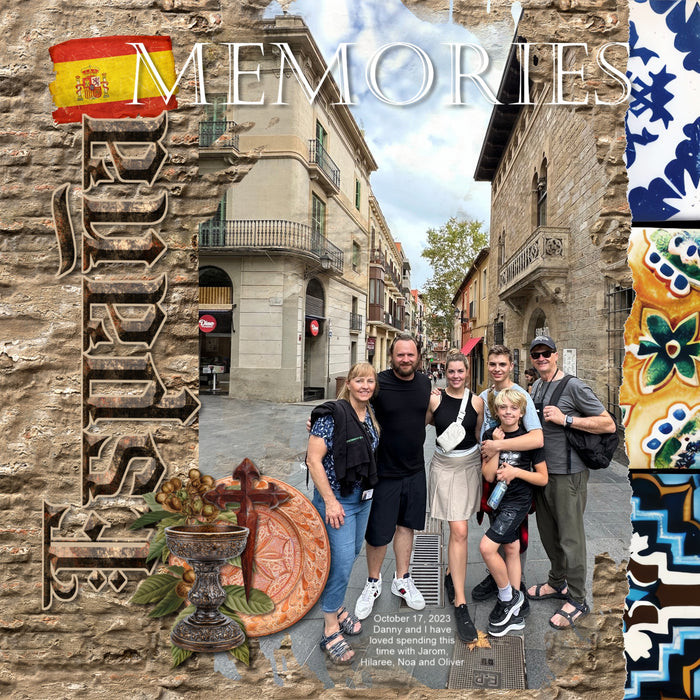 Adventure and explore the Camino de Santiago or the Way of St. James in Spain, Portugal, and France with these beautiful realistic embellishments, papers, clusters, and alpha set by Lucky Girl Creative digital art for digital scrapbooking. Whether you have taken a holiday to Spain, Portugal, or walked the Camino de Santiago trail, this vintage collection will authentically accent your photos of Western Europe. Great for historic and religious pages, too! Explore The Camino Frances, Saint-Jean-Pied-de-Port,