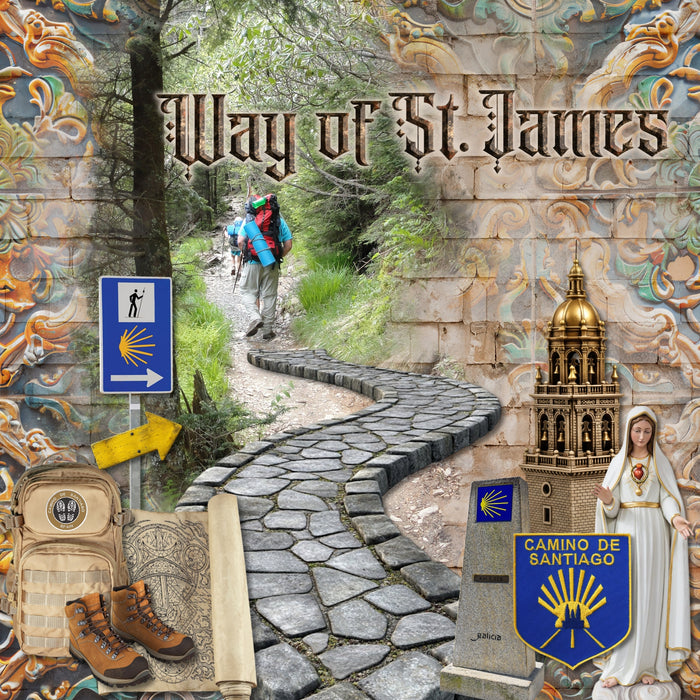 Adventure and explore the Camino de Santiago or the Way of St. James in Spain, Portugal, and France with these beautiful realistic embellishments, papers, clusters, and alpha set by Lucky Girl Creative digital art for digital scrapbooking. Whether you have taken a holiday to Spain, Portugal, or walked the Camino de Santiago trail, this vintage collection will authentically accent your photos of Western Europe. Great for historic and religious pages, too! Explore The Camino Frances, Saint-Jean-Pied-de-Port,