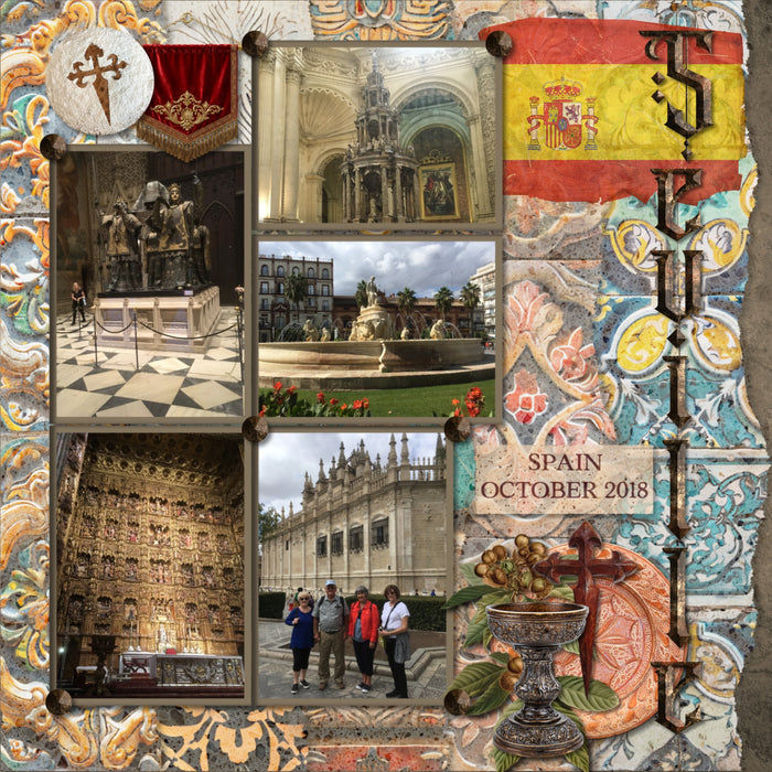 Adventure and explore the Camino de Santiago or the Way of St. James in Spain, Portugal, and France with these beautiful realistic embellishments, papers, clusters, and alpha set by Lucky Girl Creative digital art for digital scrapbooking. Whether you have taken a holiday to Spain, Portugal, or walked the Camino de Santiago trail, this vintage collection will authentically accent your photos of Western Europe. Great for historic and religious pages, too! Explore The Camino Frances, Saint-Jean-Pied-de-Port,
