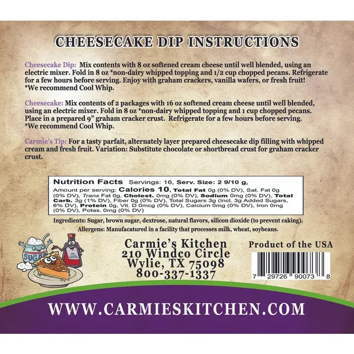 Carmie's Pecan Pie Cheesecake Dip Mix