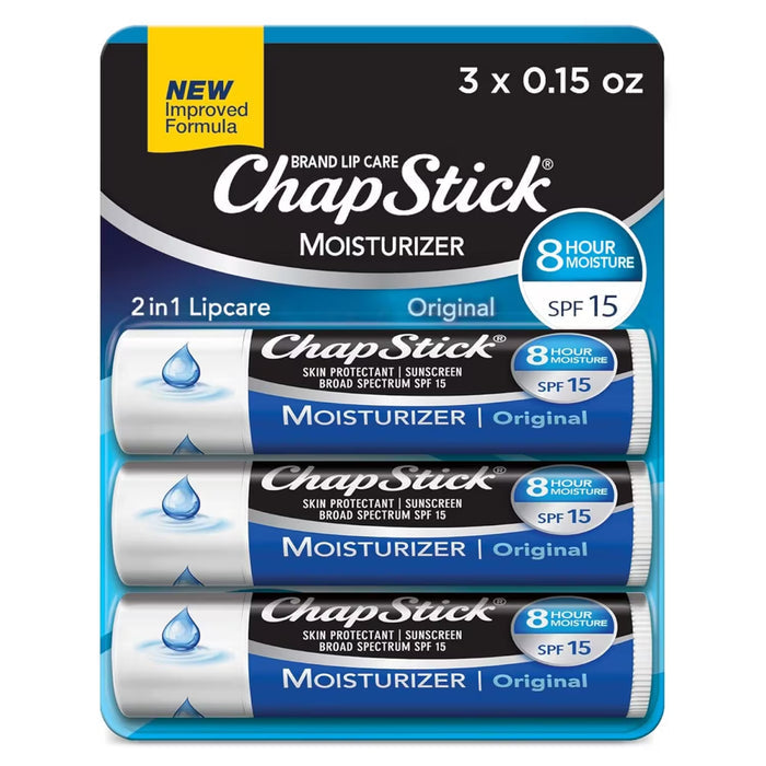ChapStick Moisturizer Original Lip Balm SPF 15 0.15 oz - 3 Ct - 72 Pack
