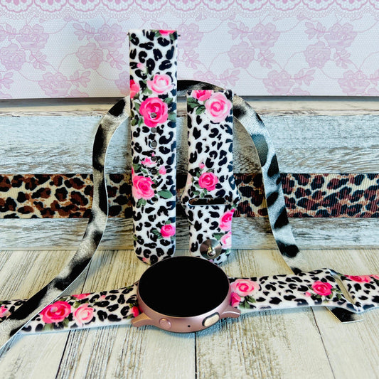 Chic Leopard Roses Print Silicone Band For Samsung Watch - Fancy Bands