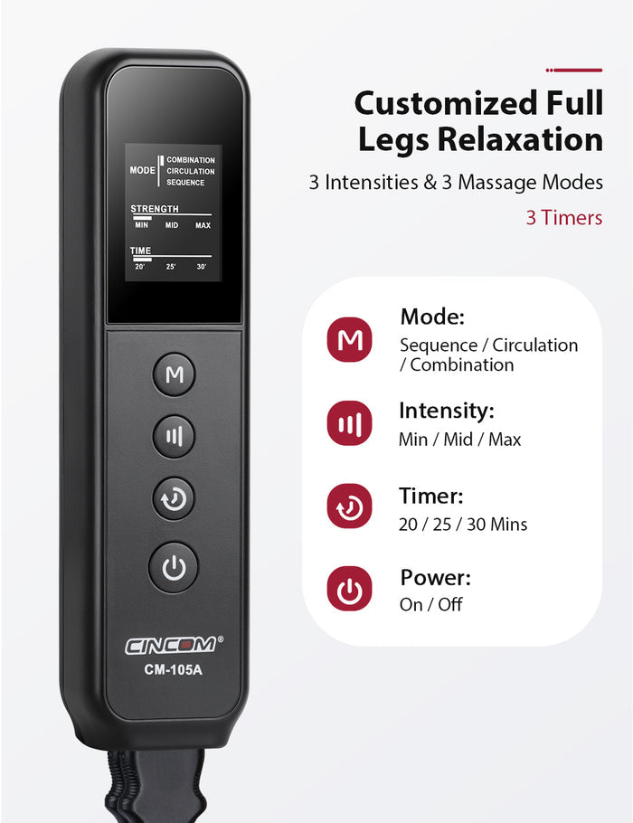 CINCOM 3 in 1 Full Leg Compression Massager for Circulation 105A