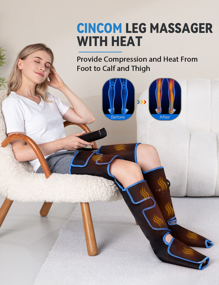 CINCOM Adjustable Full-Leg Air Compression Massager with Heat