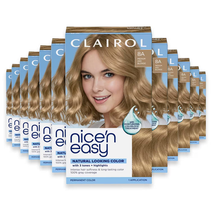 Clairol Nice'n Easy 8A Medium Ash Blonde Permanent Hair Color Kit - 12 Pack