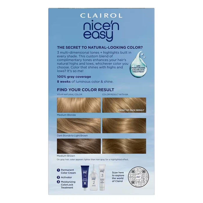 Clairol Nice'n Easy 8A Medium Ash Blonde Permanent Hair Color Kit - 12 Pack
