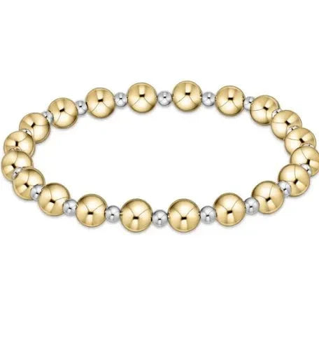 Classic Grateful Pattern 6mm Bead Bracelet - Mixed Metal