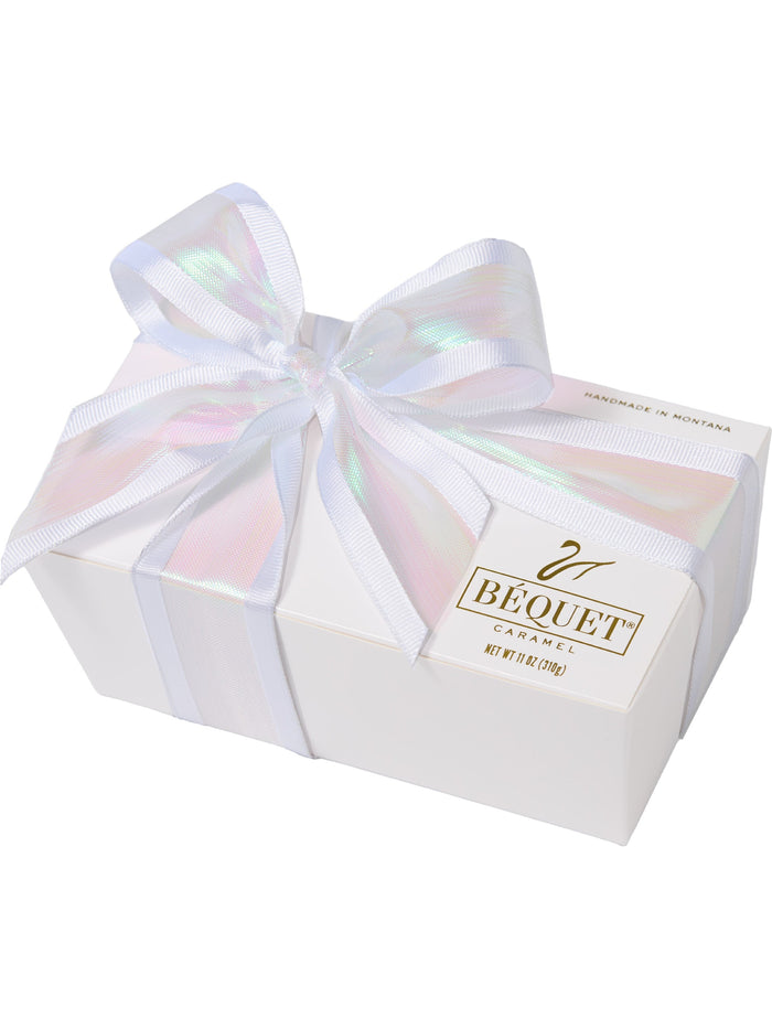 Ballotin Box / 11 oz / White Box with White Sheer Ribbon
