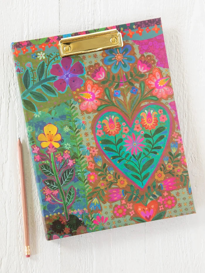Clipfolio with Notepad - Teal Heart-view 1