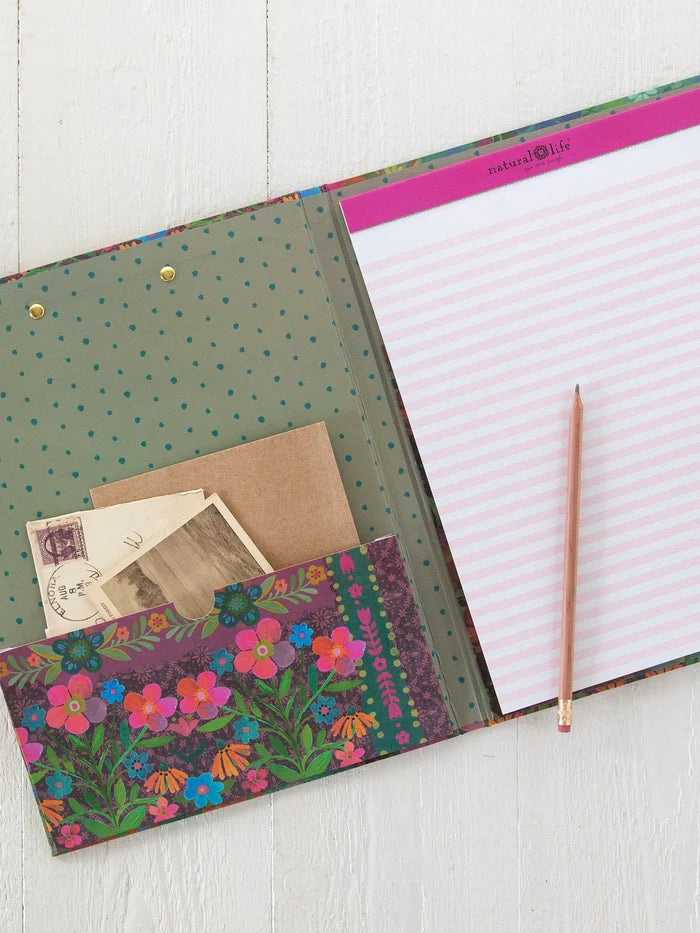 Clipfolio with Notepad - Teal Heart-view 2