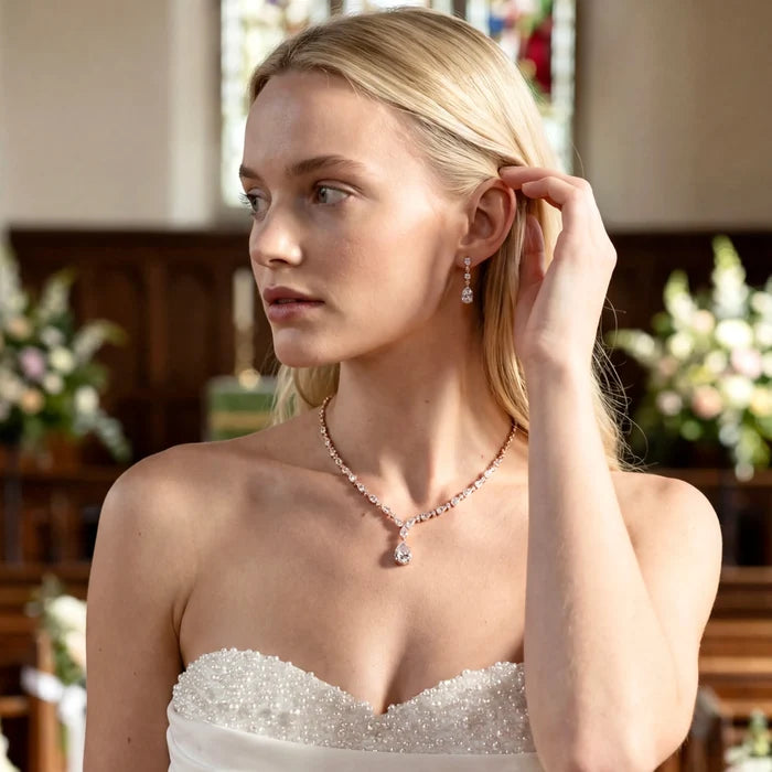 Wedding Jewelry - CZ Bridal Jewelry Set - Available in Silver, Rose Gold and Yellow Gold