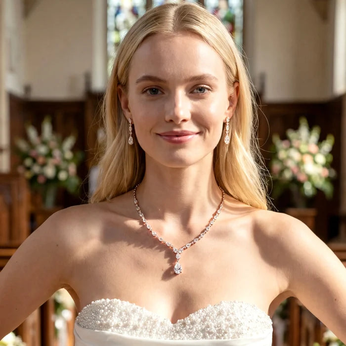 Wedding Jewelry - CZ Bridal Jewelry Set - Available in Silver, Rose Gold and Yellow Gold