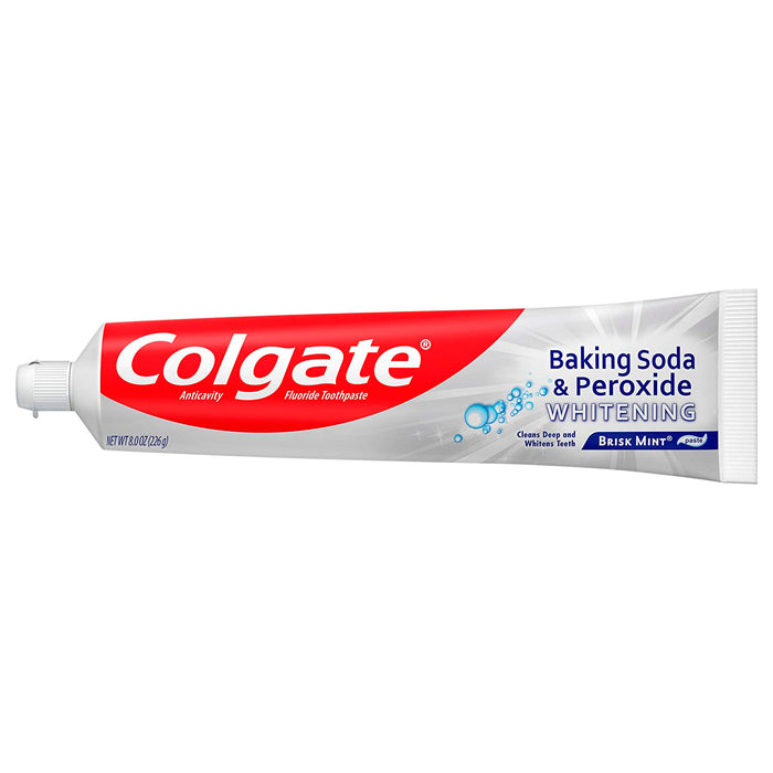 Colgate Baking Soda & Peroxide Whitening Toothpaste, Brisk Mint - 8 Oz (6100100972700)