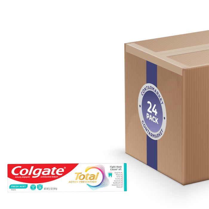 Colgate Total Active Prevention Fresh Mint Stripe Toothpaste - 5.1 oz - 24 Pack