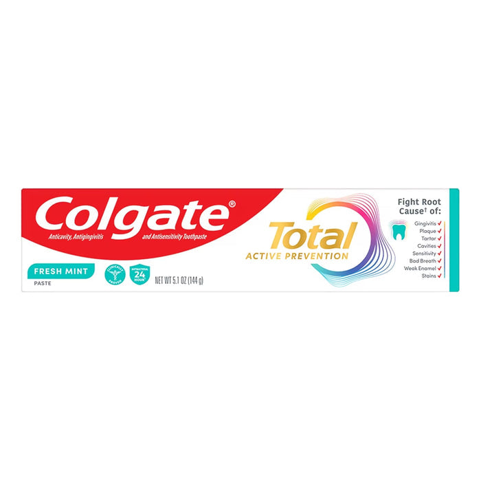 Colgate Total Active Prevention Fresh Mint Stripe Toothpaste - 5.1 oz - 24 Pack