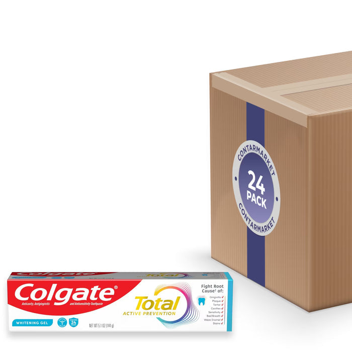 Colgate Total Active Prevention Whitening Gel Toothpaste Mint - 5.1 oz - 24 Pack