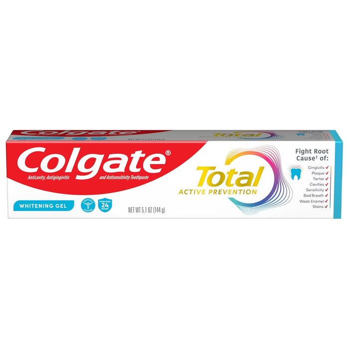 Colgate Total Active Prevention Whitening Gel Toothpaste Mint - 5.1 oz - 24 Pack