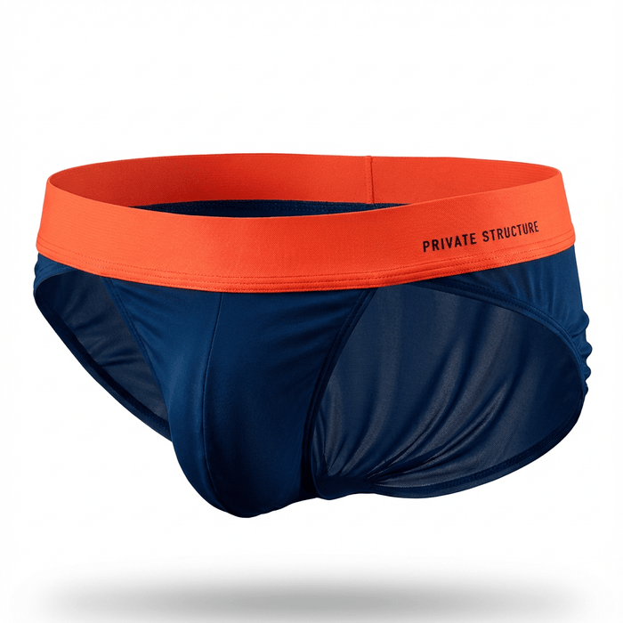 Color Peel Contrast Banded Bikini Brief - Dre. Blue & Orange - | Private Structure - | MAD Lifestyle