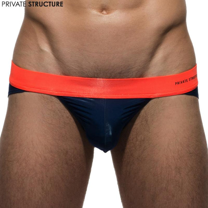 Color Peel Contrast Banded Bikini Brief - Dre. Blue & Orange - | Private Structure - | MAD Lifestyle