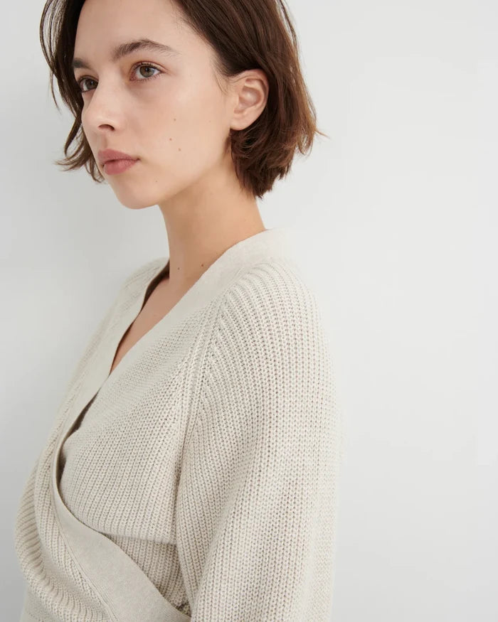 COMPOSURE CARDIGAN in Oat Melange by Kowtow Australia