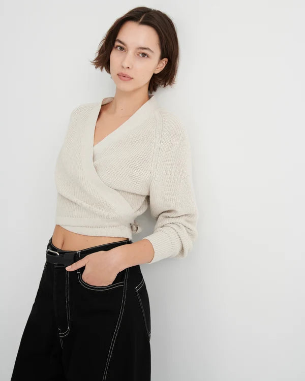 COMPOSURE CARDIGAN in Oat Melange by Kowtow Australia