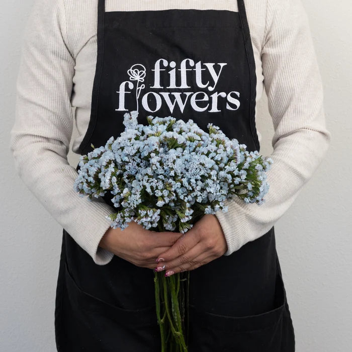 Cool Blue Tinted Statice Flower Apron - Image