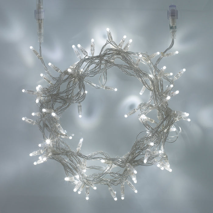 100 White Led Connectable Fairy Lights Clear Cable 10M