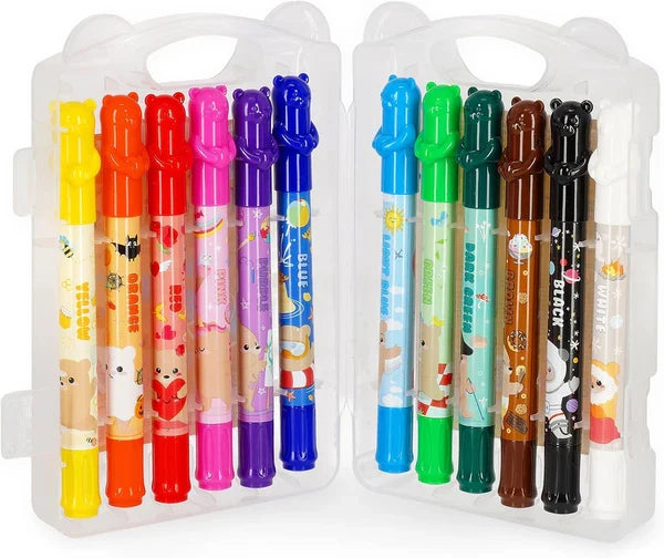 Crayons - Set Of 12 - Teddy Friends - Opened