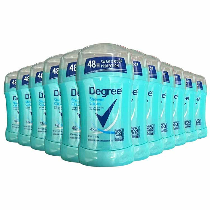 Degree Shower Clean Dry Protection Antiperspirant Deodorant Stick, 1.6 Oz - 12 Pack