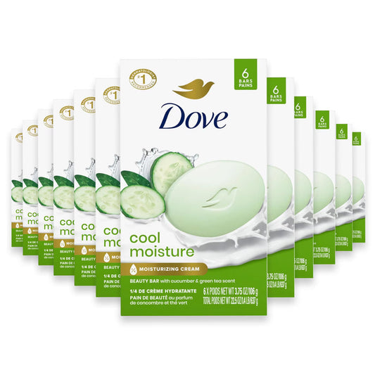 Dove - Beauty Bar Soap Cool Moisture 3.75 oz - 6 Ct- 12 Pack