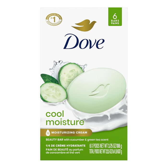 Dove - Beauty Bar Soap Cool Moisture 3.75 oz - 6 Ct- 12 Pack