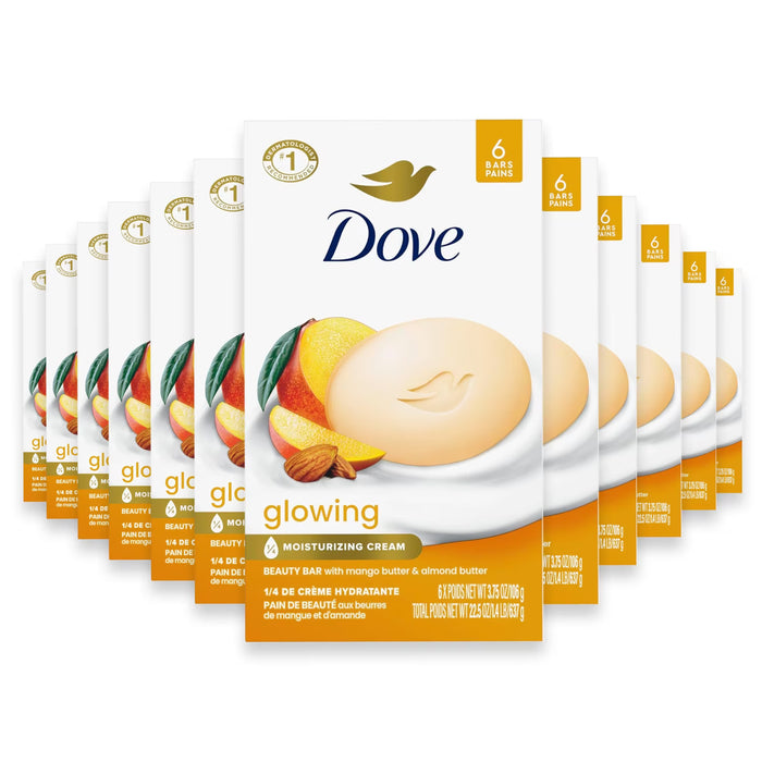 Dove - Beauty Bar Soap Glowing Mango Almond, 3.75 oz - 6 Ct- 12 Pack