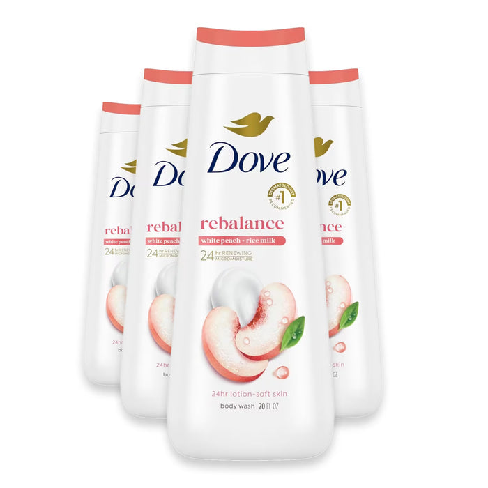 Dove Rebalancing Body Wash White Peach & Rice Milk - 20 oz - 4 Pack