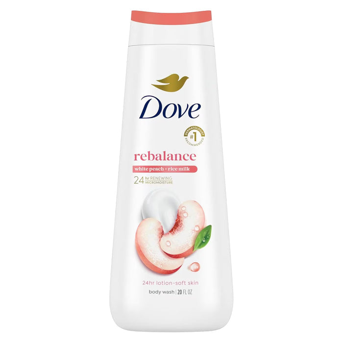 Dove Rebalancing Body Wash White Peach & Rice Milk - 20 oz - 4 Pack