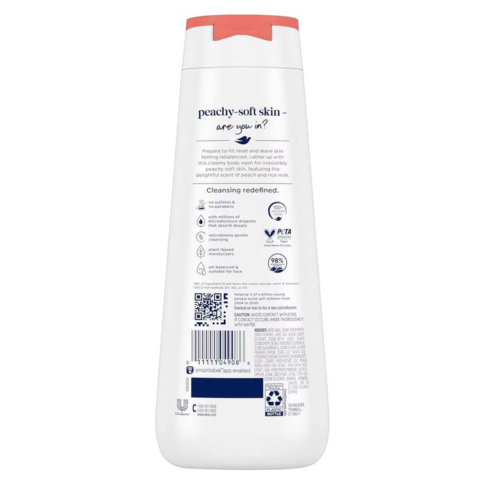 Dove Rebalancing Body Wash White Peach & Rice Milk - 20 oz - 4 Pack