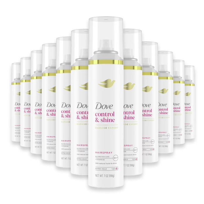 Dove Strength & Shine Extra Strong Hold Hairspray Aerosol - 7 oz - 12 Pack
