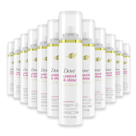 Dove Strength & Shine Extra Strong Hold Hairspray Aerosol - 7 oz - 12 Pack
