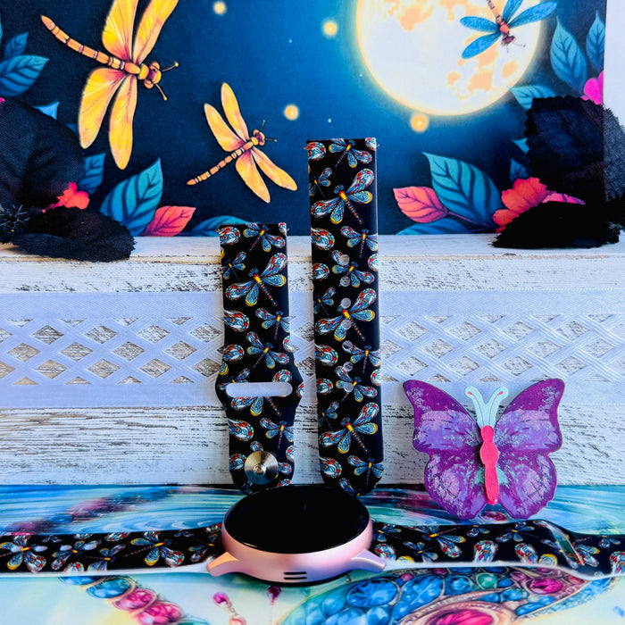 Dragonfly Dreams Print Silicone Band For Samsung Watch