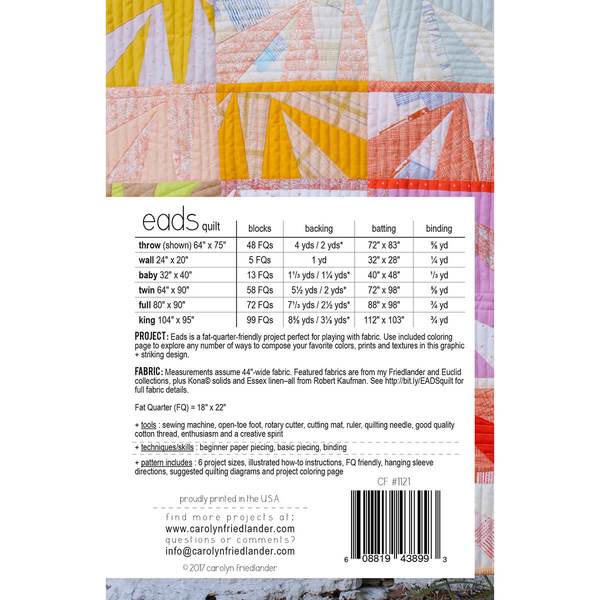 Carolyn Friedlander pattern fpp foundation paper piecing quilt beginner friendly Eads