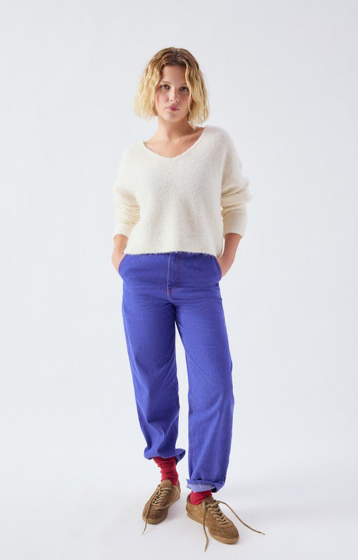 EAST V NECK JUMPER EAST18H in Mother of Pearl by American Vintage
