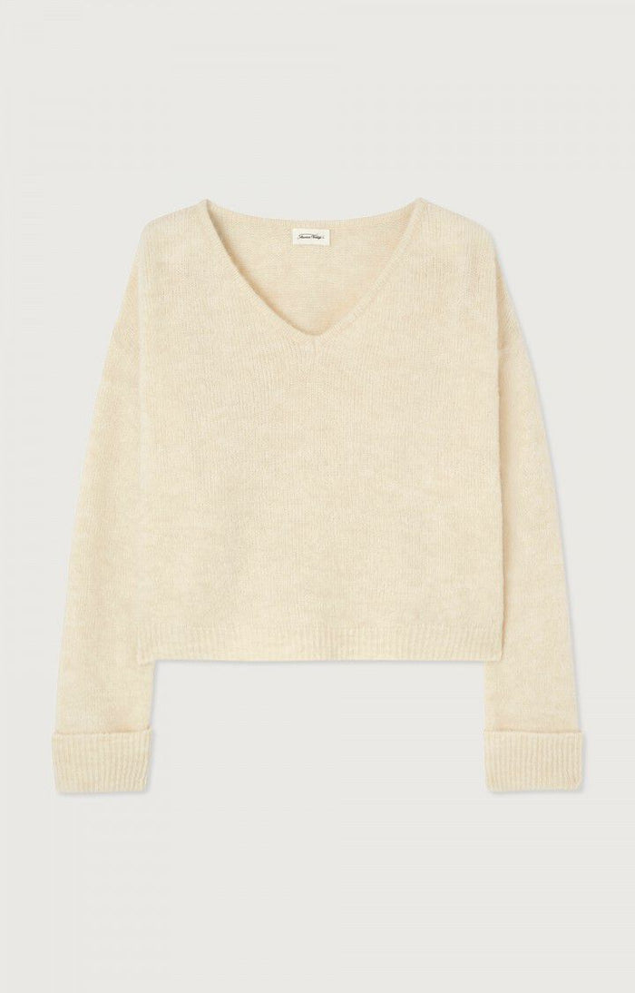 EAST V NECK JUMPER EAST18H in Mother of Pearl by American Vintage