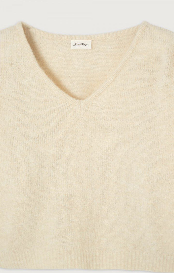 EAST V NECK JUMPER EAST18H in Mother of Pearl by American Vintage
