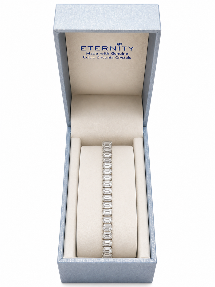 Eternity Cubic Zirconia Silver Plated Rectangle Gem Bracelet
