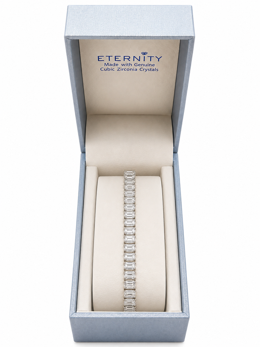 Eternity Cubic Zirconia Silver Plated Rectangle Gem Bracelet