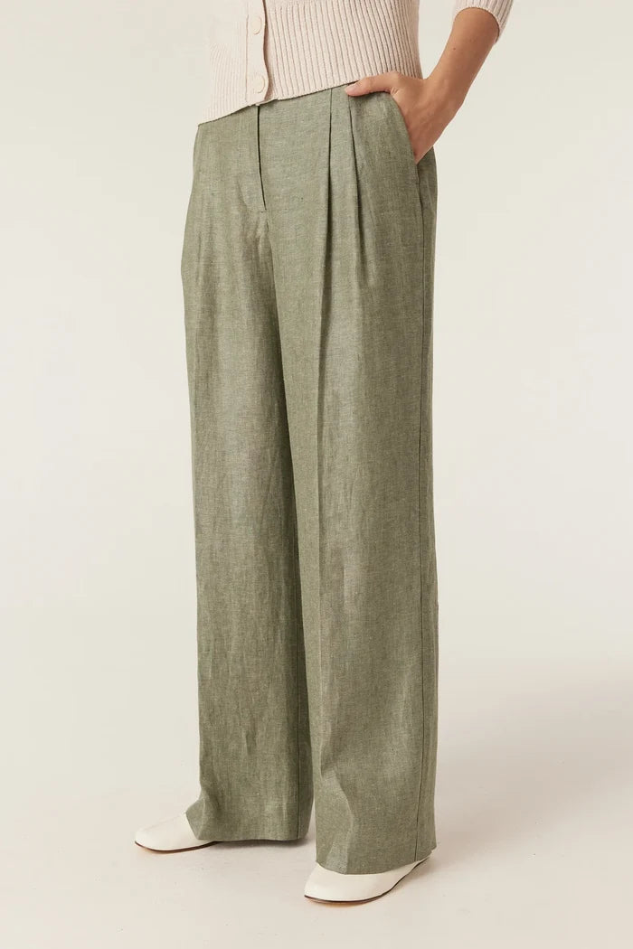 EVELYN LINEN PANT | Green - Darling & Domain